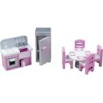 Bigjigs Toys Дървени мебели за куклена къща Bigjigs - Кухня, 7 части (T0224)