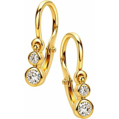 Zlaton Náušnice žluté zlato visací 1.3cm 0.65g s diamanty 0.088ct N07072603502