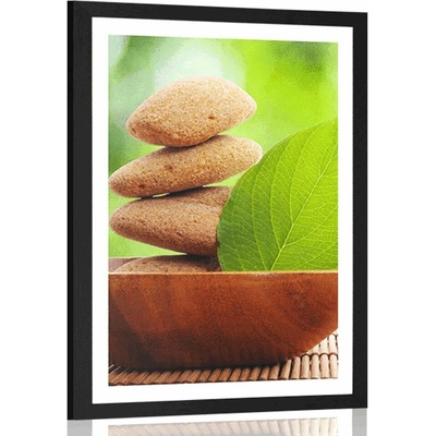Plakát s paspartou Zen kameny a dopis v misce - 20x30 black