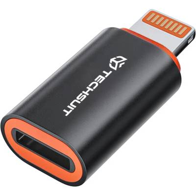 Techsuit - Премиум OTG адаптер HyperPort (A3) - Type-C мъжки към Lightning женски, PD20W, конвертор за iPhone - черен / оранжев