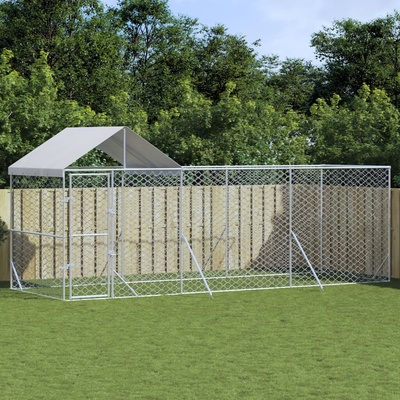 vidaXL Venkovní psí kotec se střechou stříbrný 600 x 200 x 250 cm pozinkovaná ocel 9799.3190467