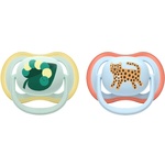 Philips Залъгалки Philips Avent - Ultra Air, 0-6 м, с кутийка, 2 броя, син леопард/зелена гъсеница (SCF087/02) - ozone