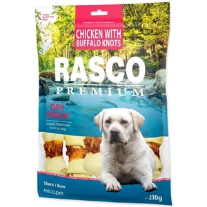 Rasco Лакомство Rasco Premium биволска кожа, обвита с пилешко месо, възли 6см 230г (1704-17017)