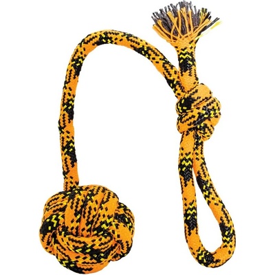 Hip Hop Rope Přetahovadlo s uzlovaným míčem neon oranžová černá žlutá 7 x 48 cm