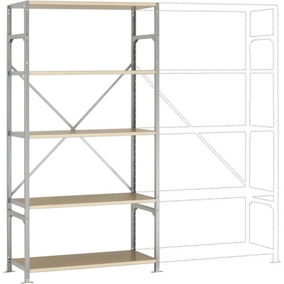 Manuflex RM3107 Zásuvná polica MEGAFLEX v základnej verzii s 5 policami 97 x 2 x 50 cm, ocel, drevená podla