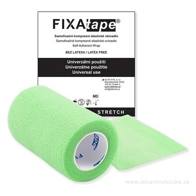 ALFA VITA, s.r.o. FIXAtape STRETCH samofixačné elastické ovínadlo bez latexu, fluorescentné zelené, 7,5 cm × 4,5 m, 1 ks
