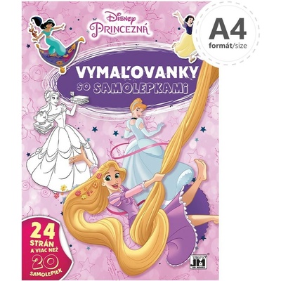 Maľovanky A4 so samolepkami Disney Princezné