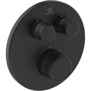 Ideal Standard CeraTherm Navigo - Термостатична душ-батерия за вграждане, за 2 уреда, копринено черна A7296XG (A7296XG)