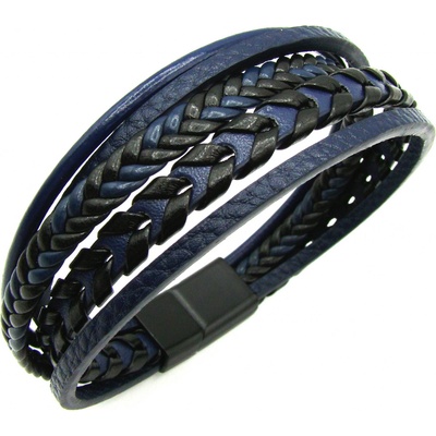 Steel Jewelry Kožený náramek pánský modrý NR150902