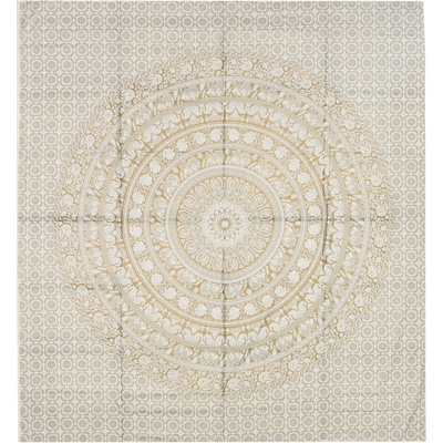 Sanu Babu Přehoz s tiskem, mandala sloni, bílo-zlatý, 230x210cm – Zboží Mobilmania