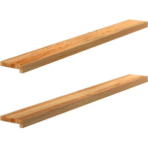 vidaXL Прозоречни первази, 2 бр, светлокафяви, 140x15x2 см, дъб масив (4009131)