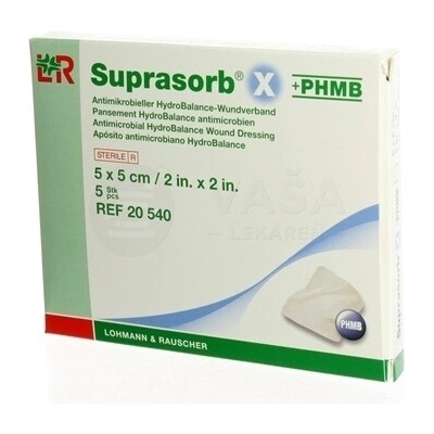 Suprasorb X+PHMB Krytie na rany 5 x 5 cm 5 kompresov