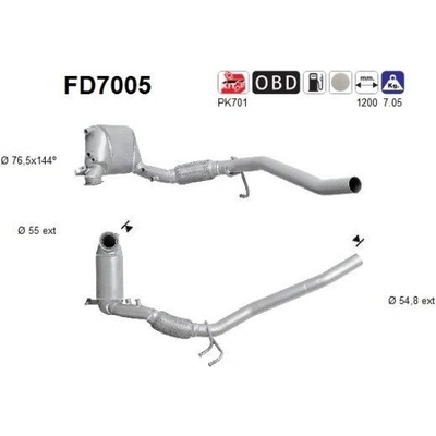 Filtr sazových částic, výfukový systém AS FD7005
