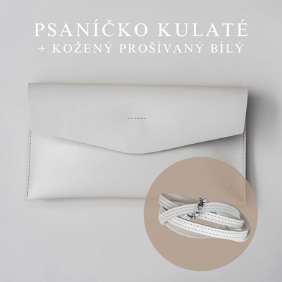 Wood Style psaníčko Kulaté Bílé kožený prošívaný Bílý