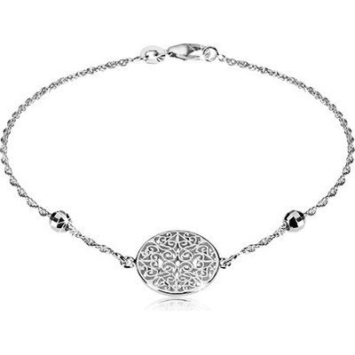Šperky eshop stříbrný náramek ornamentálně vyřezávaný kruh vybroušené kuličky R17.02
