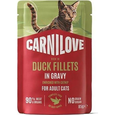 CARNILOVE Cat POUCH GRAVY rich in Duck enriched with Catnip 85 g