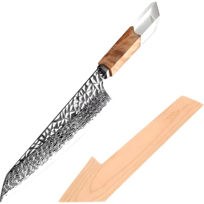 HARAHU Дамаски кухненски нож na-35092 - Кафяв / С калъф kp35092 (na-35092)