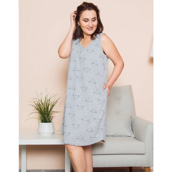 Светлосива макси нощница със зайчета