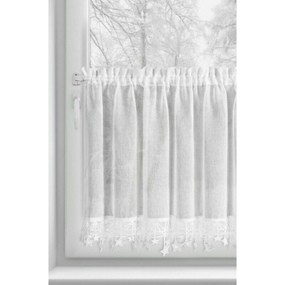 Takoy Vitrážová záclona 150x60 cm biela zdobená hviezdičkami-HF-473429 | 150 x 60 cm