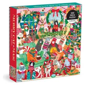 Galison Merry Catmas! 500 Piece Family Puzzle | Mudpuppy