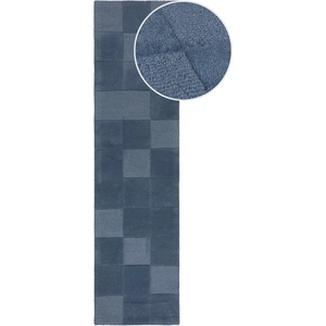 Flair Rugs Тъмносиня ръчно изработена вълнена пътека 60x230 cm Checkerboard - Flair Rugs (503119376085)