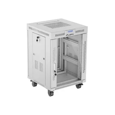 Lanberg Комуникационен шкаф, Lanberg rack cabinet 19" free-standing 15U/600x600 (flat pack) with glass door lcd grey v2 (FF01-6615-12SL)