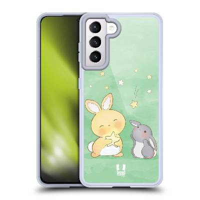 Plastový obal HEAD CASE na mobil Samsung Galaxy S21 5G vzor králíček a hvězdy zelená (Zadní kryt pro mobil Samsung Galaxy S21 5G vzor králíček a hvězdy zelený)