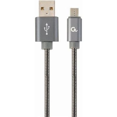 Gembird USB 2.0 A - USB 2.0 micro B M/M кабел за данни 2 м сив Премиум метална спирала CC-USB2S-AMmBM-2M-BG (CC-USB2S-AMmBM-2M-BG)