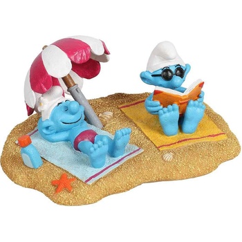 Duvo Plus Smurfs - Декорация за аквариуми във форма на плаж, 17, 4x13, 2x7, 9 см