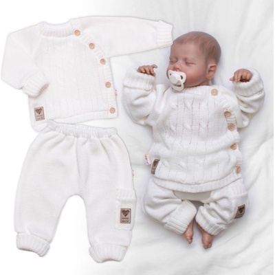 Rostoucí pletený svetřík a kalhoty s kapsou Hand Made 2D Nature smetanový – Zboží Dáma