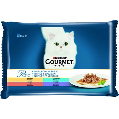 Nestle Gourmet Perle kapsičky pre mačky morka, tuniak, kačica, jahňacie v šťave 4×85 g