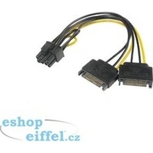 AKASA Adaptér napájecí na 6+2pin PCIe (2xSATA male power to a 6+2pin PCIe female connector)