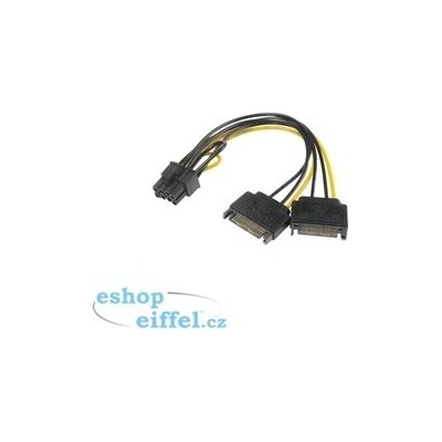 AKASA Adaptér napájecí na 6+2pin PCIe (2xSATA male power to a 6+2pin PCIe female connector) – Zbozi.Blesk.cz