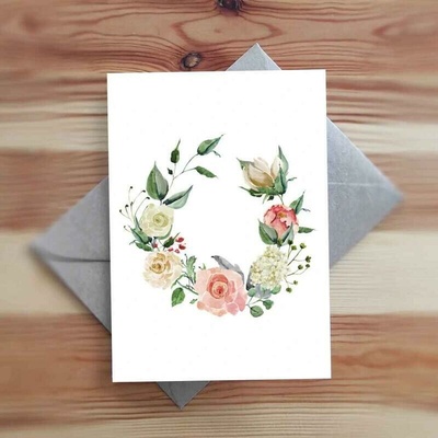 Simply Paper Přání s obálkou 120x170 mm - Shabby romantic - věneček z růží