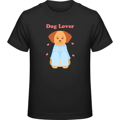 Premium tričko pro děti Nápis Dog Lover a pejsek černá