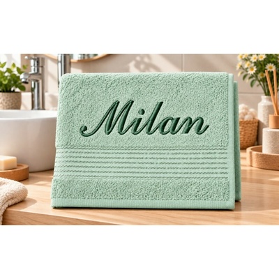 Bellatex Froté osuška proužek s výšivkou jména Osuška 70x140 cm mintová