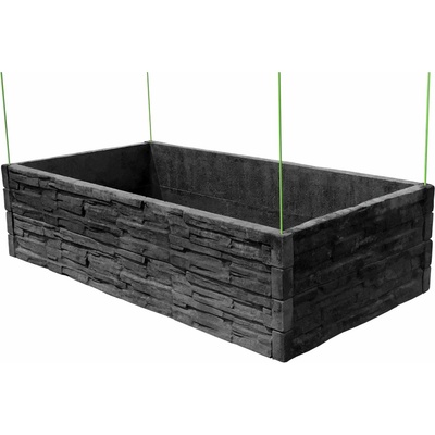 Barigadi Vyvýšený záhon betónový 200 x 100 cm výška 50 cm vzor štiepaný kameň antracit