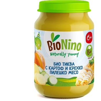 BioNino БИО пюре тиква с картоф и крехко пилешко месо 6м+ 190 г