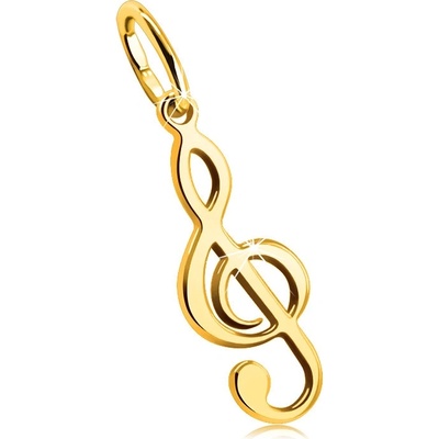 Šperky eshop Zlatý 9K prívesok hudobný motív husľový kľúč hladký a lesklý povrch S1GG43.35