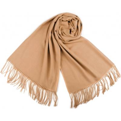 Šál typu pashmina so strapcami béžová svetlá