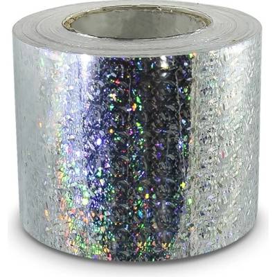 Hologramová samolepicí páska 100mm, motiv střepy a kolečka