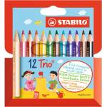 STABILO Комплект цветни моливи, триъгълни, дебели, къси, STABILO "Trio", 12 различни цвята (205/12-01)