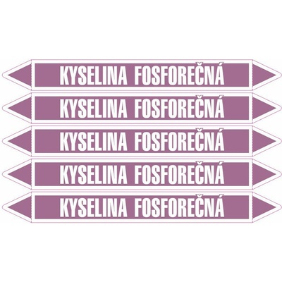 Grafiko | Kyselina fosforečná - dle ČSN 13 0072 - Materiál fólie s ochrannou laminací, Rozměr aršík 5ks šipka 242x26mm