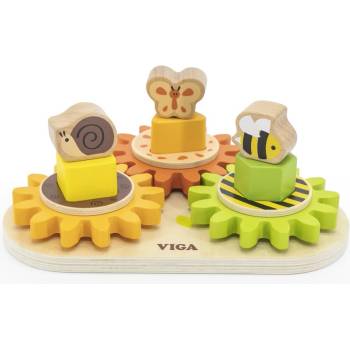 Viga Toys Дървен сортер с геометрични форми и зъбчати колела, Viga (44690)