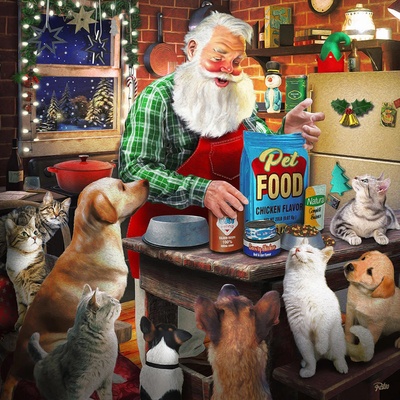 Sunsout Santa and His Pets 500 dielov