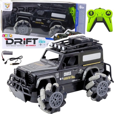 LeanToys RC terénní auto s dálkovým ovládáním, rotace 360°, měřítko černé 1:12
