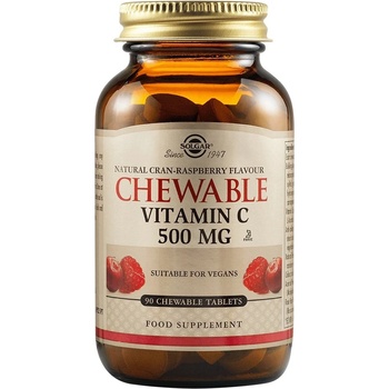 Solgar Chewable Vitamin C, малина, 500 mg, 90 таблетки, Solgar