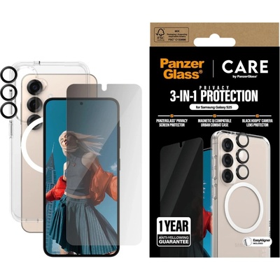 CARE by PanzerGlass® Комплект CARE by PanzerGlass Bundle за Samsung Galaxy S25 3in1 Case, Hoops, Privacy