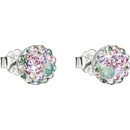Evolution Group strieborné náušnice kôstka s kryštálmi Swarovski mix farieb okrúhle 31136.3 sakura