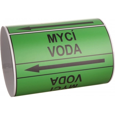 Páska na značení potrubí Signus M25 - MYCÍ VODA Samolepka 130 x 100 mm, délka 1,5 m, Kód: 25981